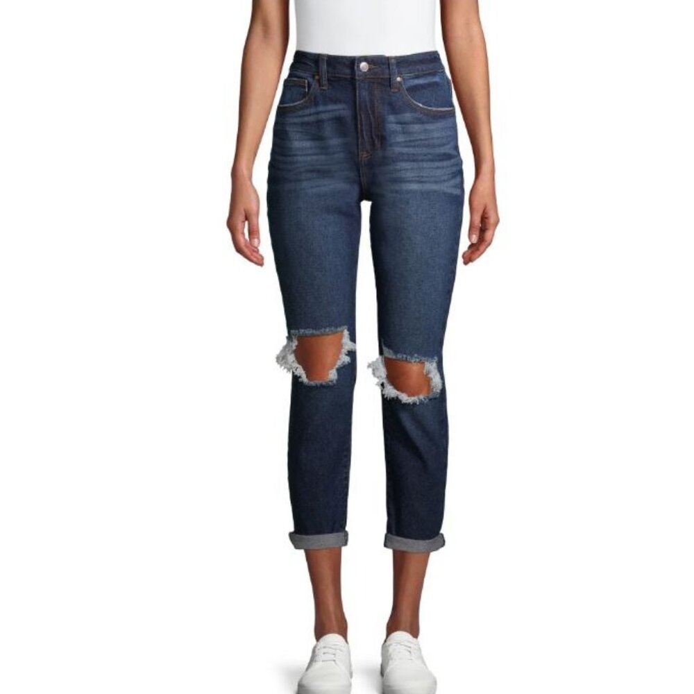 No Boundaries Super High Rise Destructed Mom Jeans Size 7
